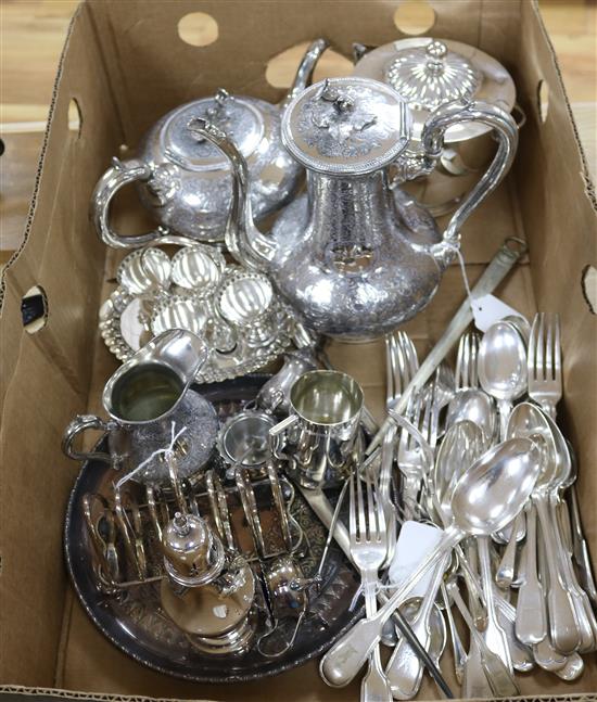 A part service of plated fiddle and thread pattern flatware and a quantity of plated items